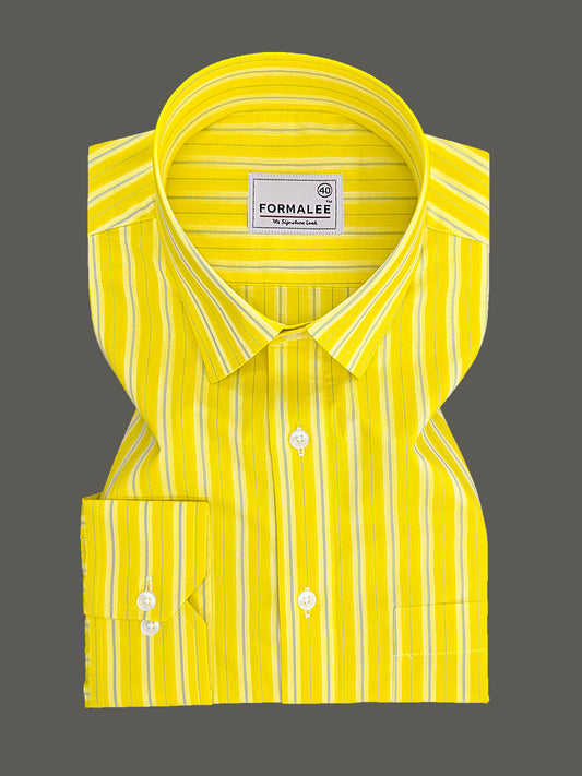 Florentia Premium Cotton Grey with Blue Stripe On Yellow Formal Shirt