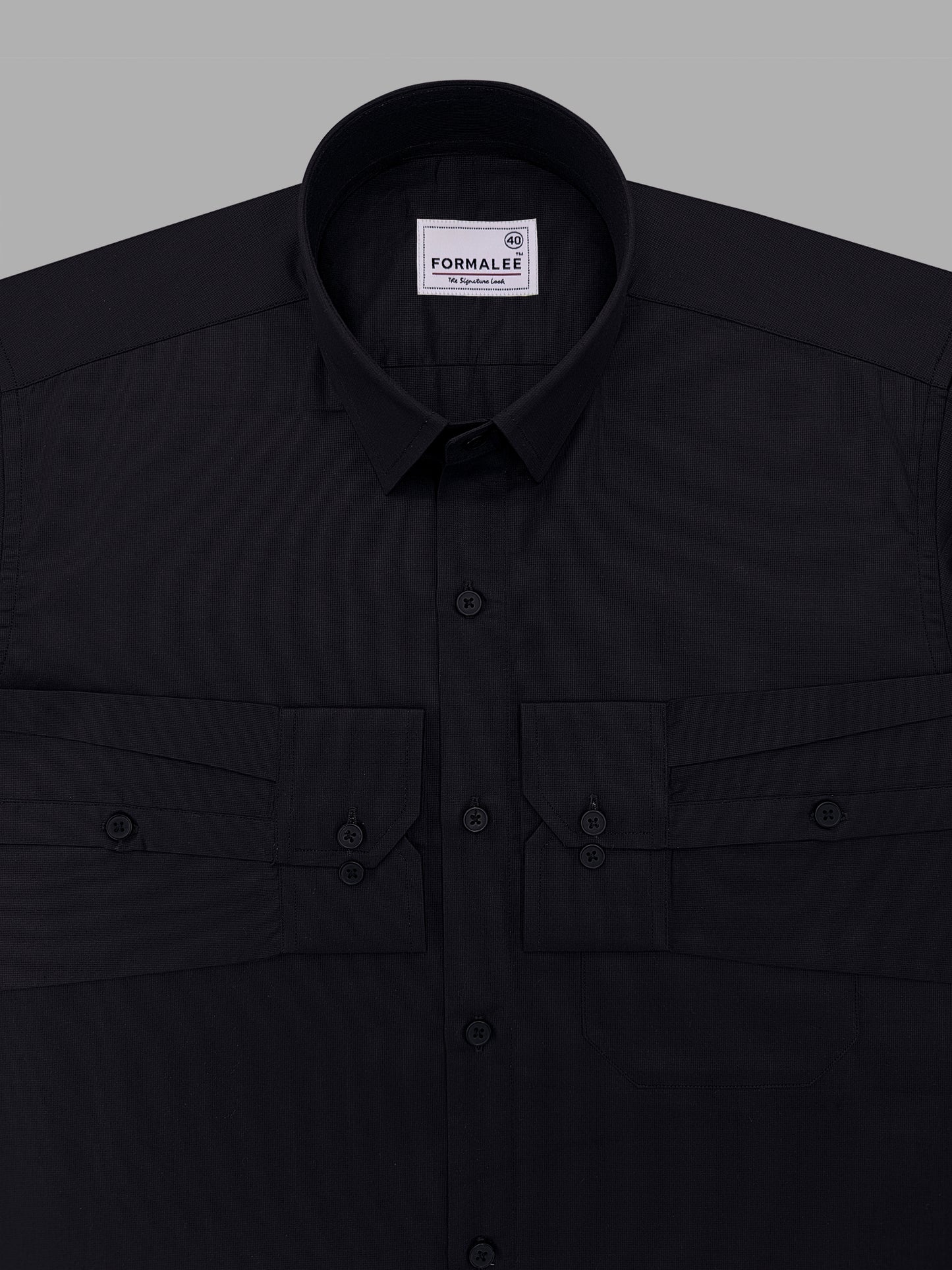 Luxurious Giza Cotton Bellique Spider Black Formal Shirt