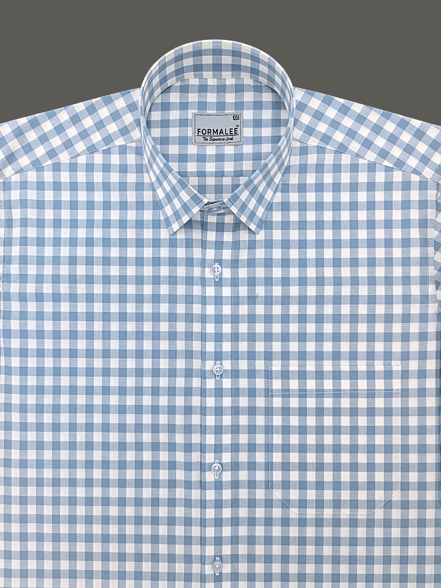 Majestic Premium Cotton Blue and White Checks Formal Shirt