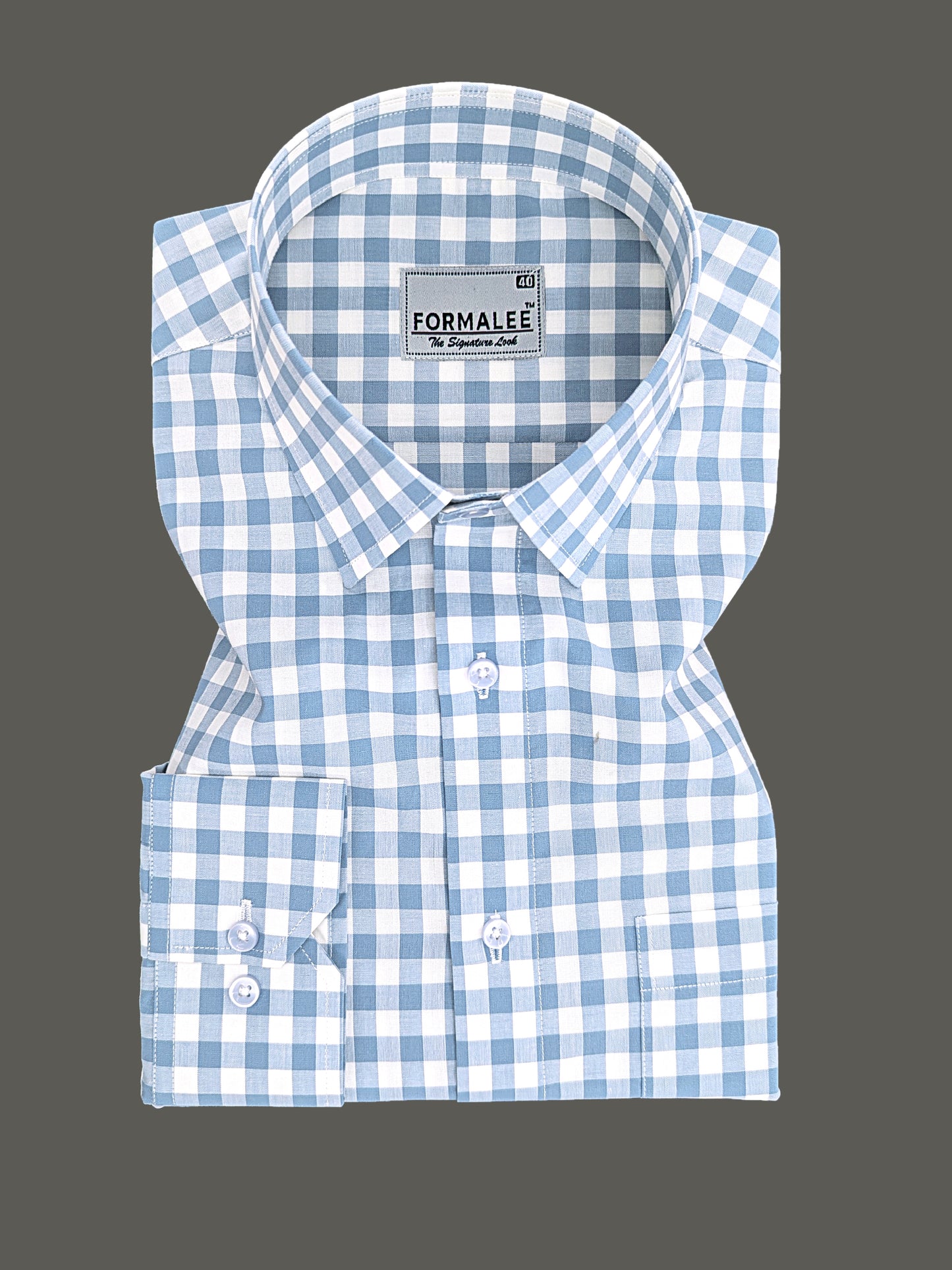 Majestic Premium Cotton Blue and White Checks Formal Shirt