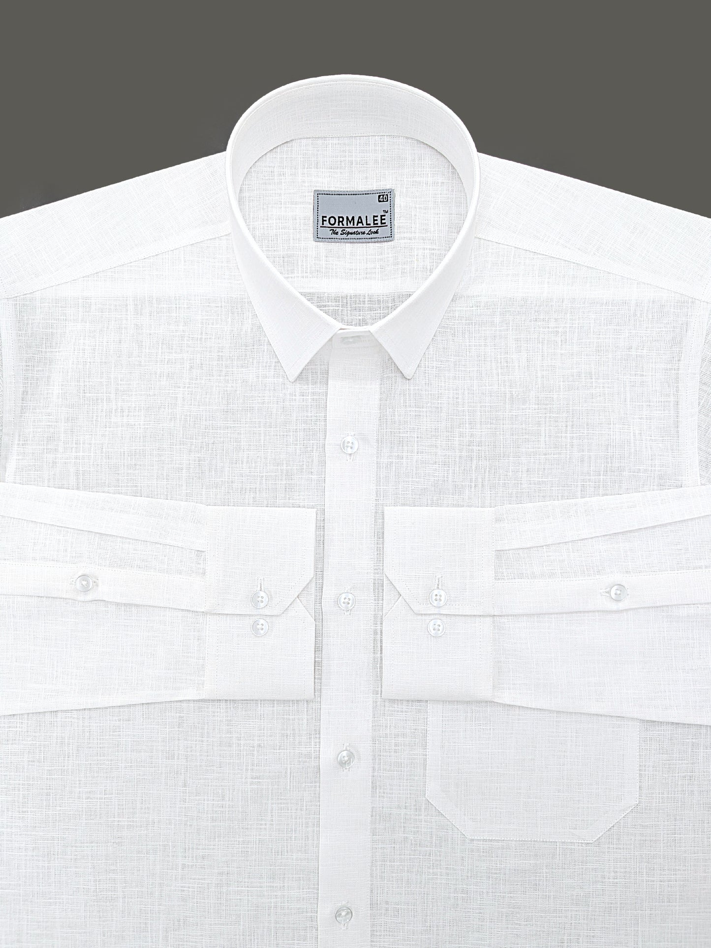 Luxurious French Linen Bright White Formal Shirt