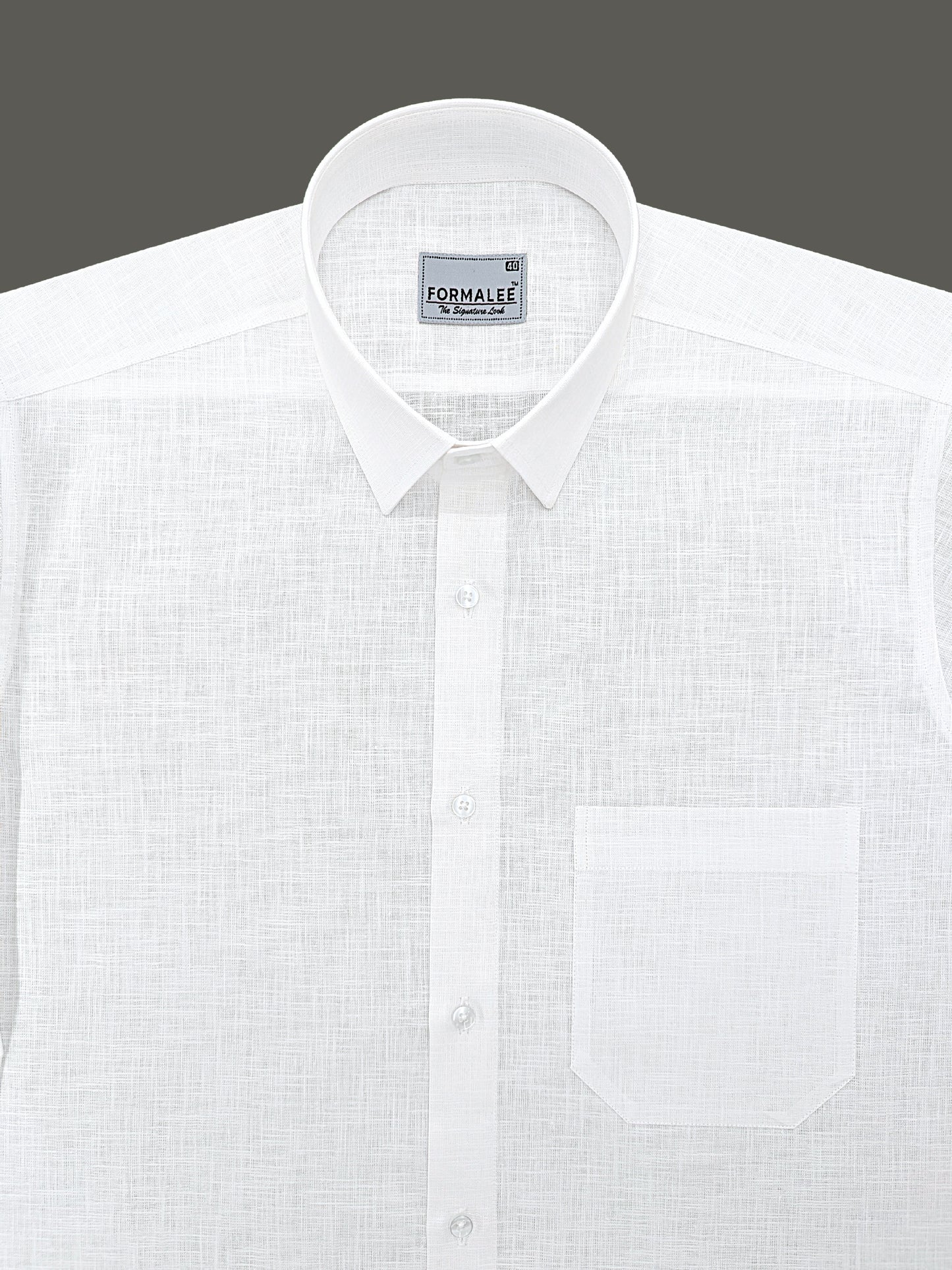 Luxurious French Linen Bright White Formal Shirt