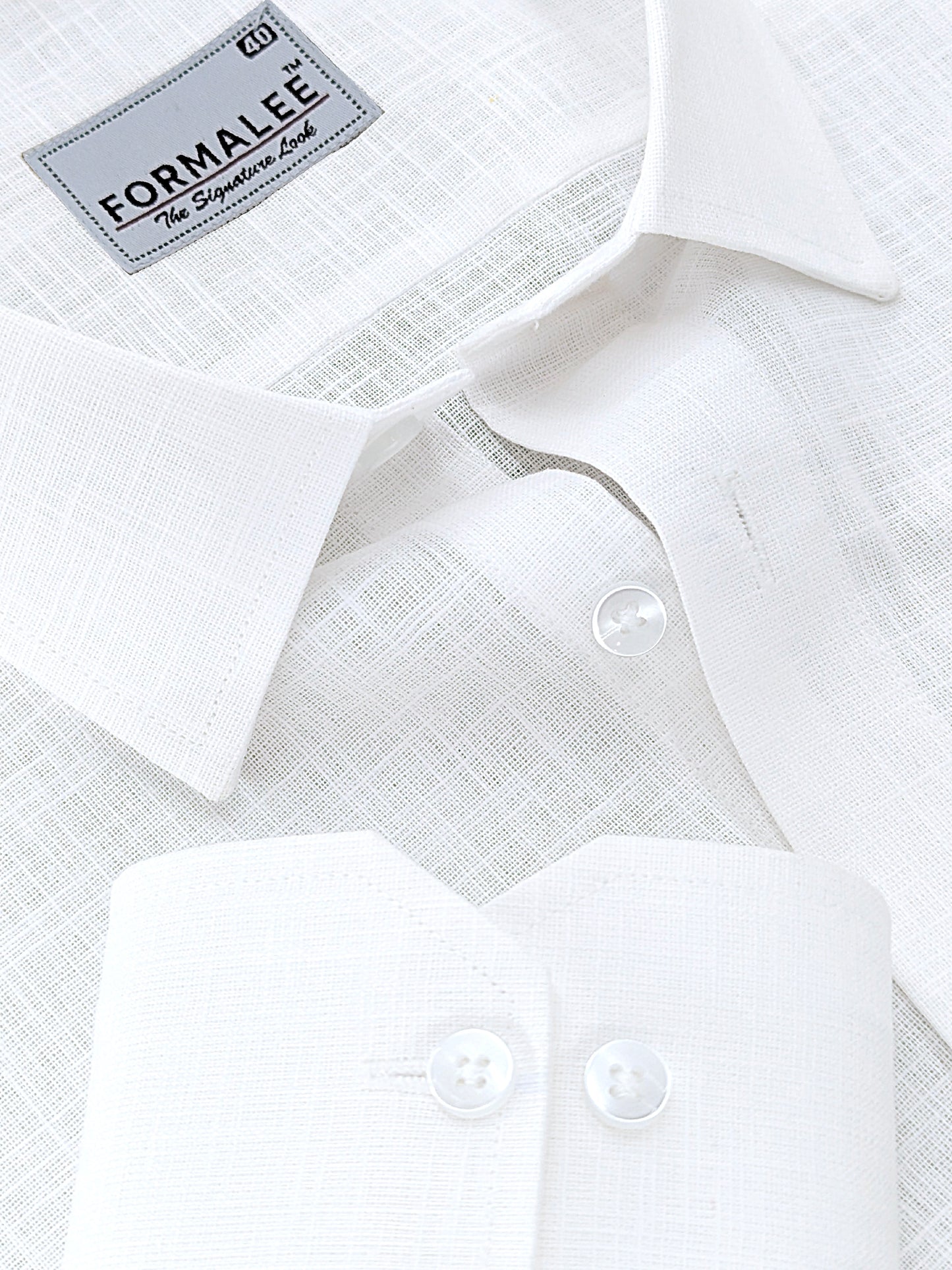 Luxurious French Linen Bright White Formal Shirt