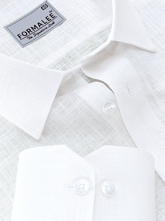 Luxurious French Linen Bright White Formal Shirt