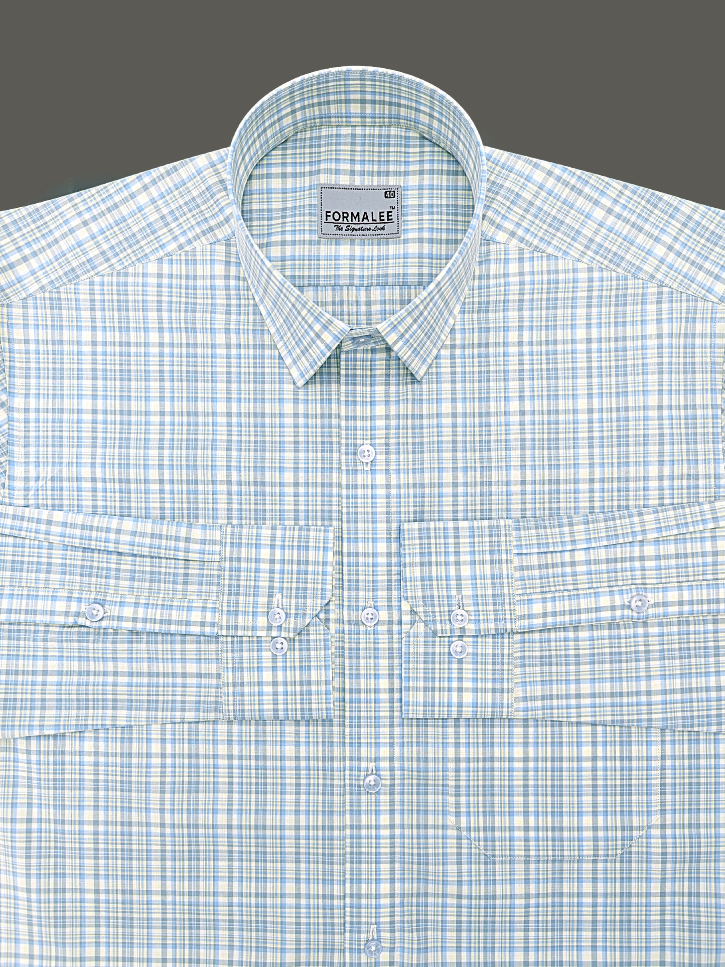 Elite Monarch Premium Cotton Blue with multi Checks Formal Shirt