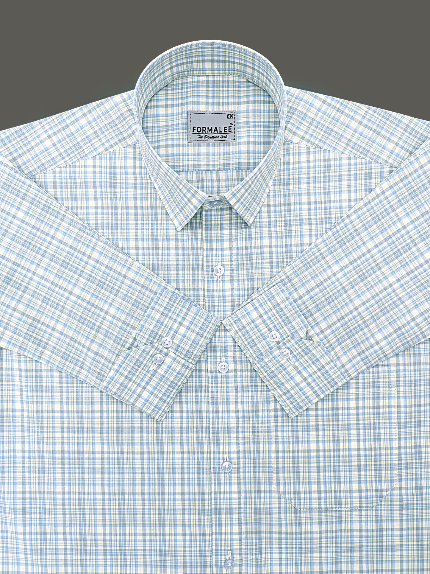 Elite Monarch Premium Cotton Blue with multi Checks Formal Shirt