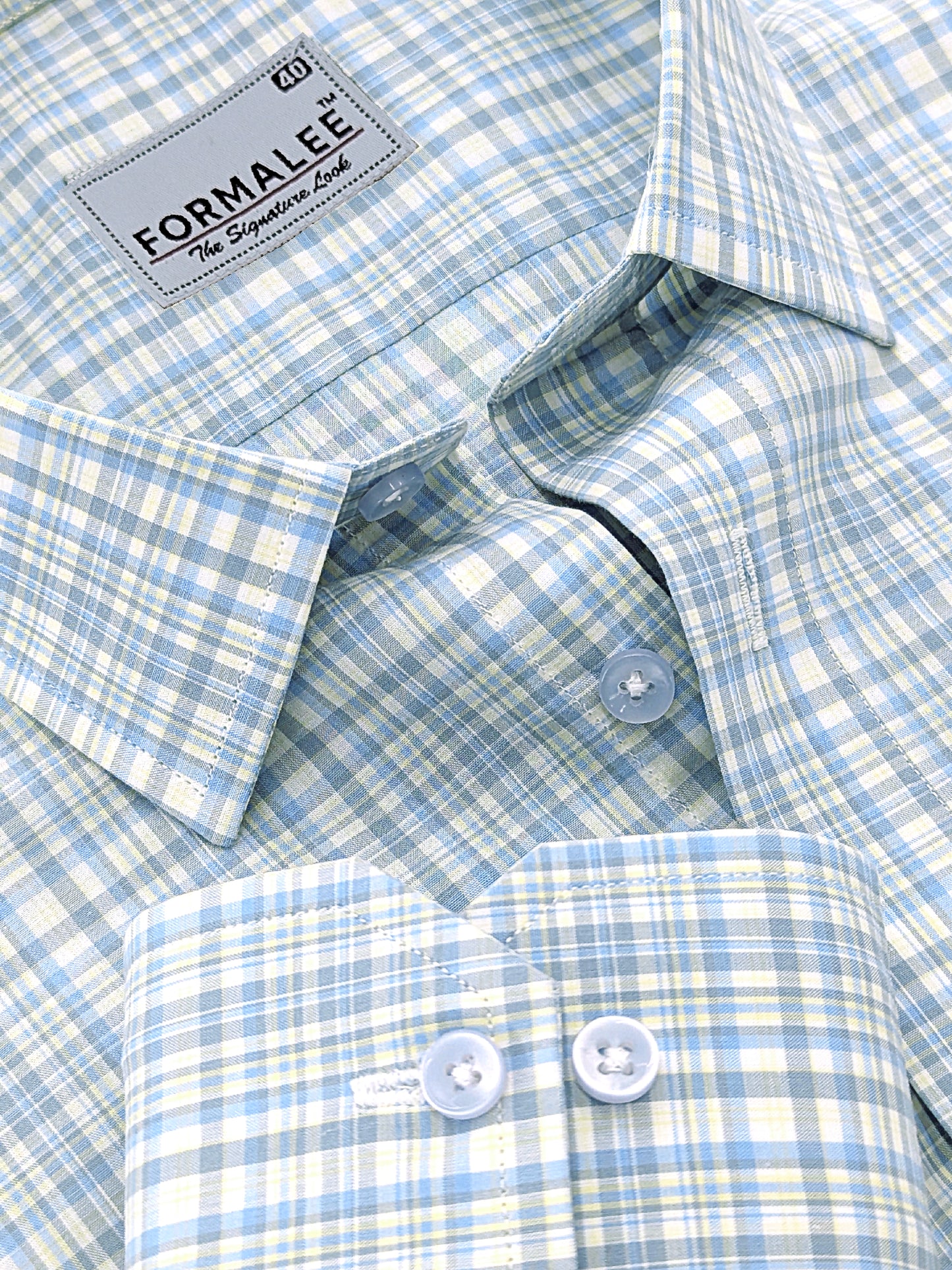 Elite Monarch Premium Cotton Blue with multi Checks Formal Shirt