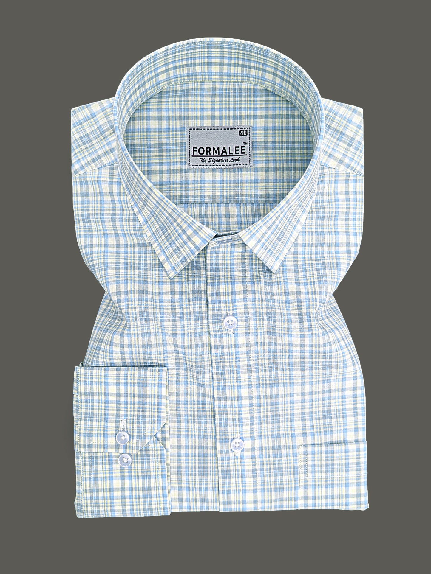 Elite Monarch Premium Cotton Blue with multi Checks Formal Shirt
