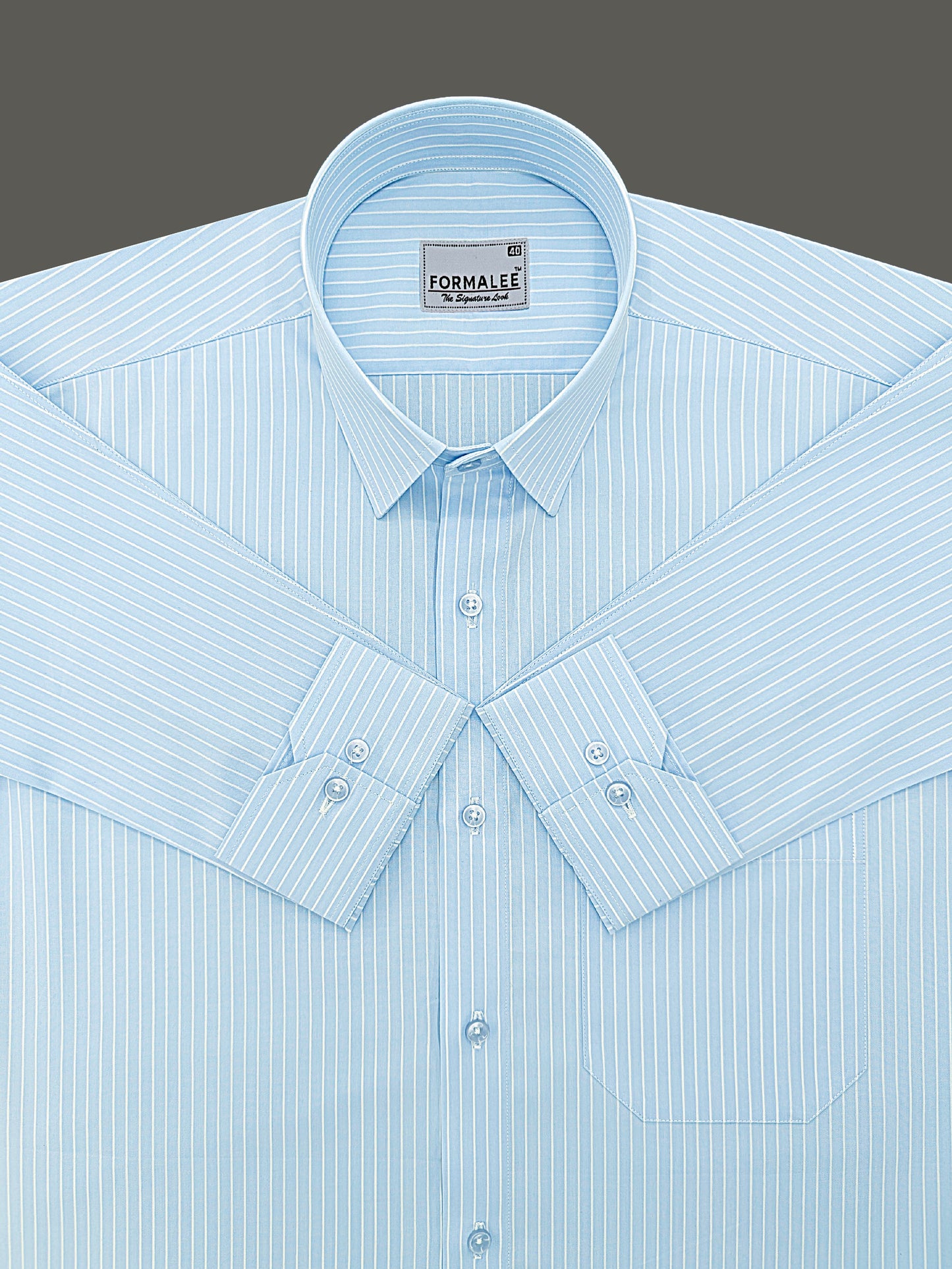 Pristine Premium Cotton White Line On Sky Blue Formal Shirt