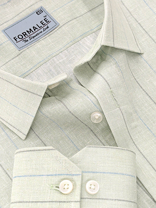 Paramount Luxurious Linen Stripe On Opaline Green Formal Shirt