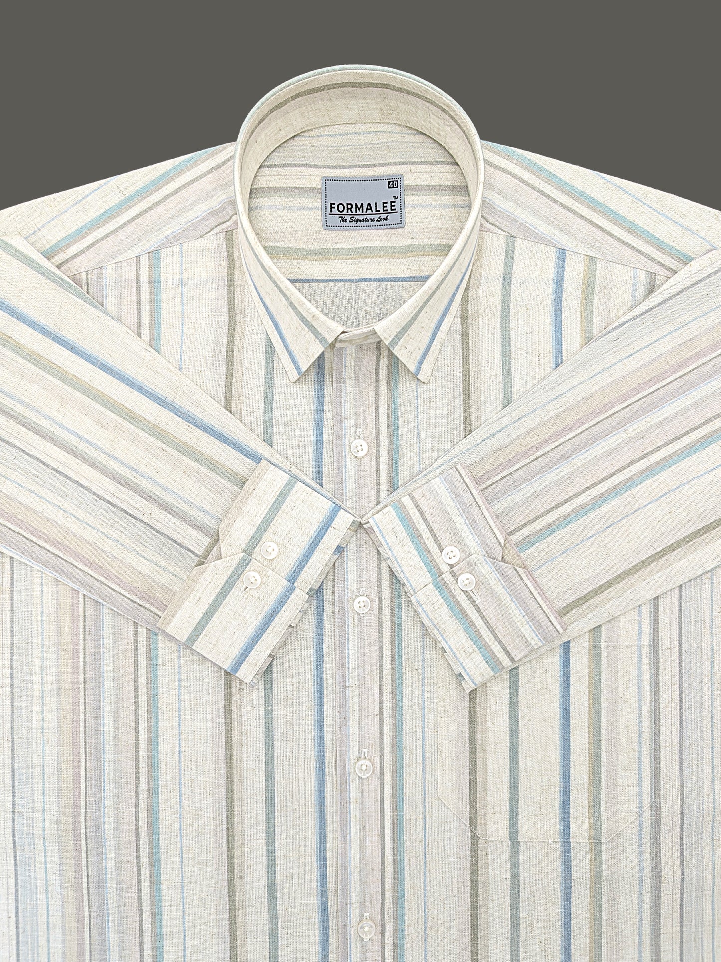 Paramount Luxurious Linen Multi Colour Stripe Formal Shirt