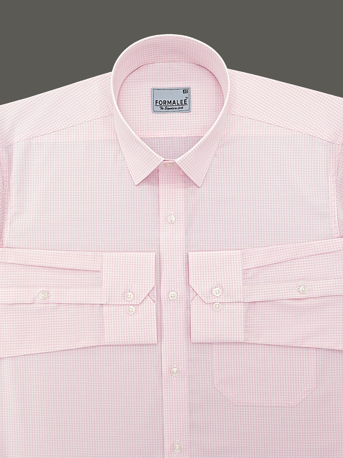 Paramount Premium Cotton Light Pink Gingham Check Formal Shirt