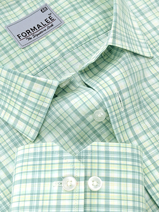 Premium Cotton Blue With Yellow Multi Check Formal Shirt For men