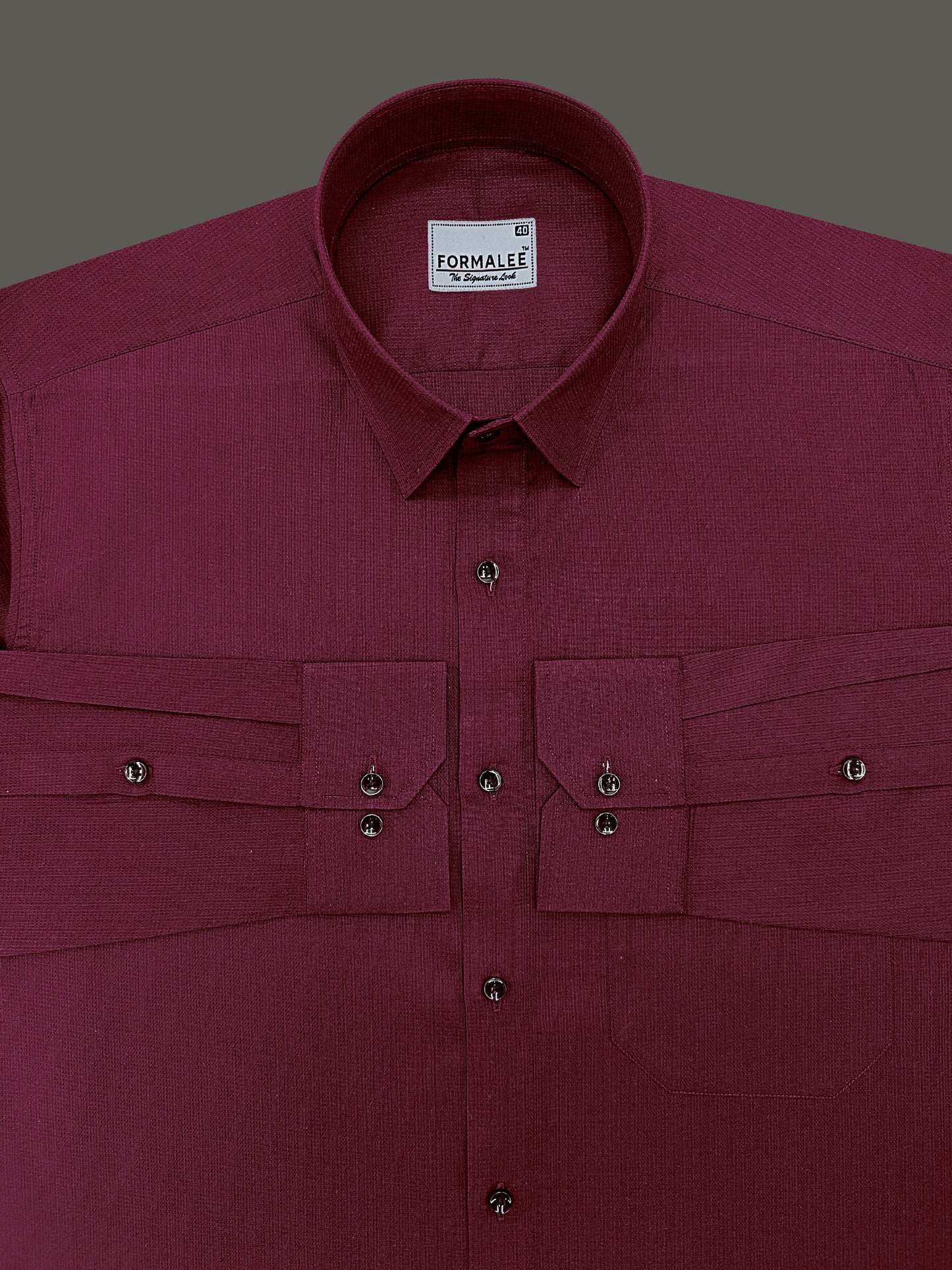 Atelier Premium Cotton Maroon Formal Shirt