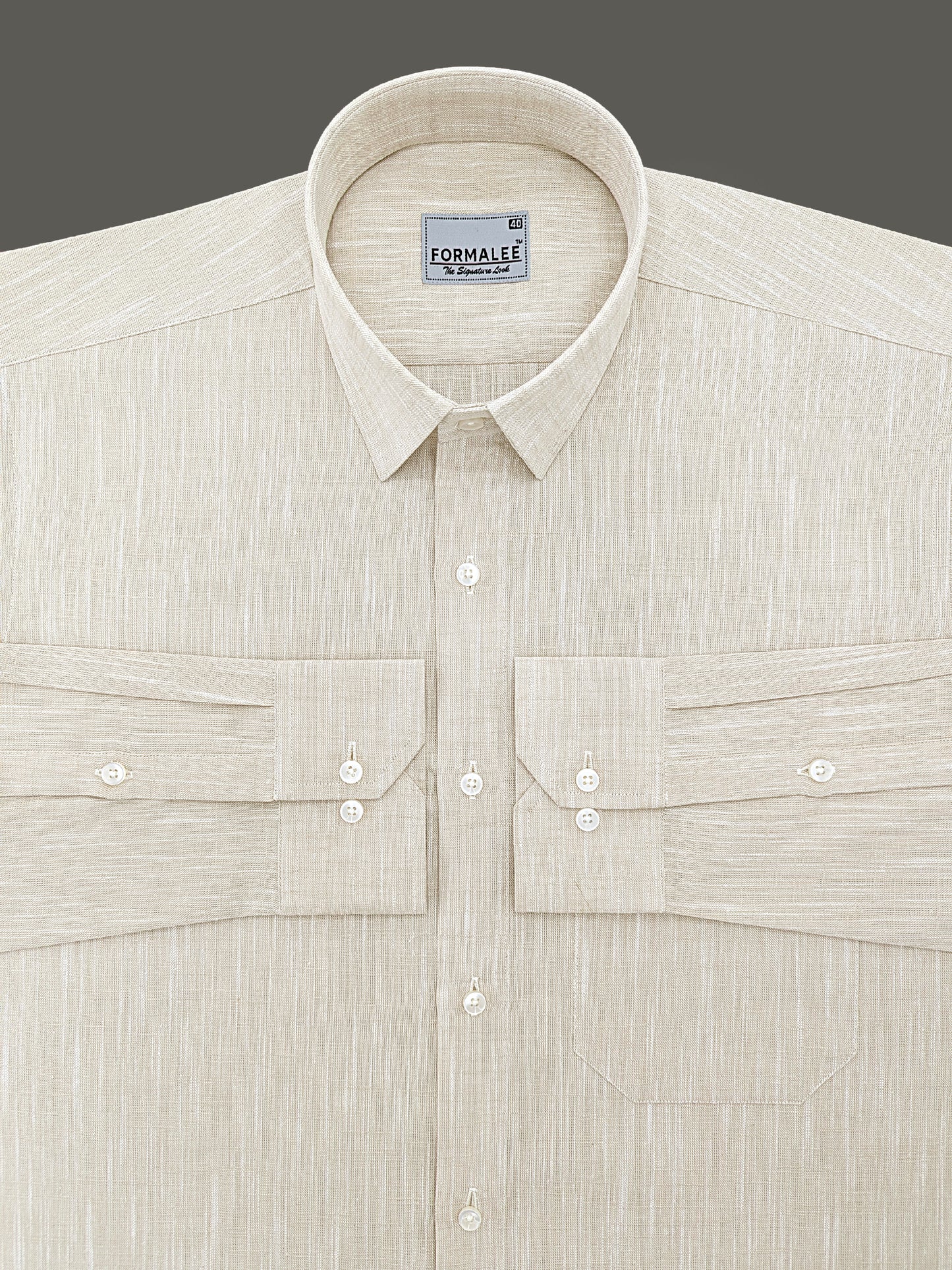 Luxurious Linen Cotton Light Brown Formal Shirt