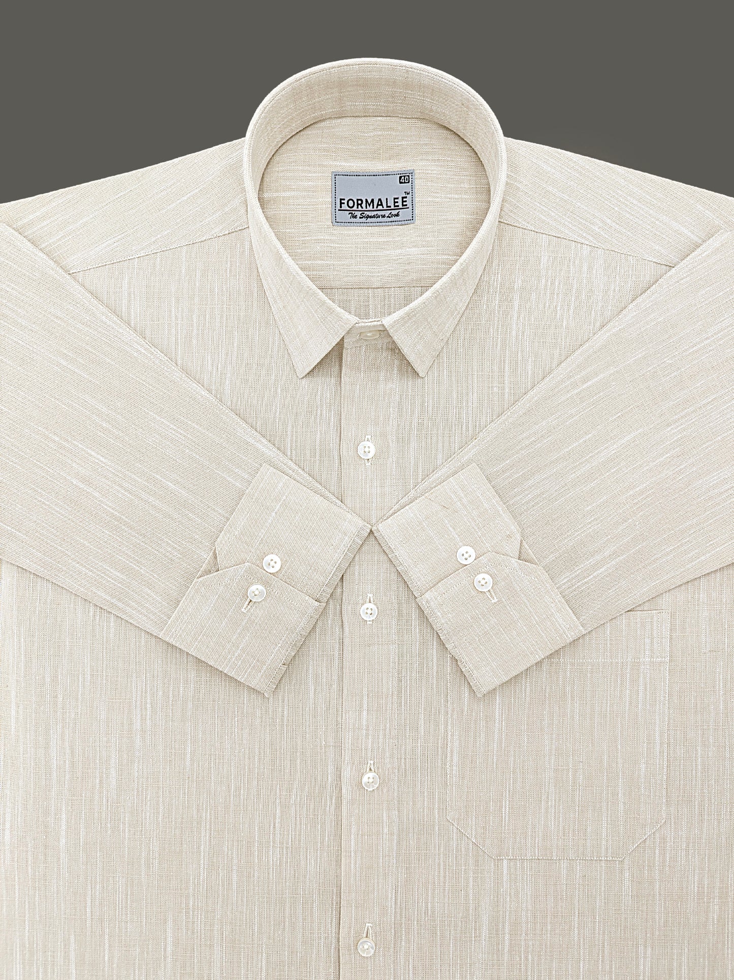 Luxurious Linen Cotton Light Brown Formal Shirt