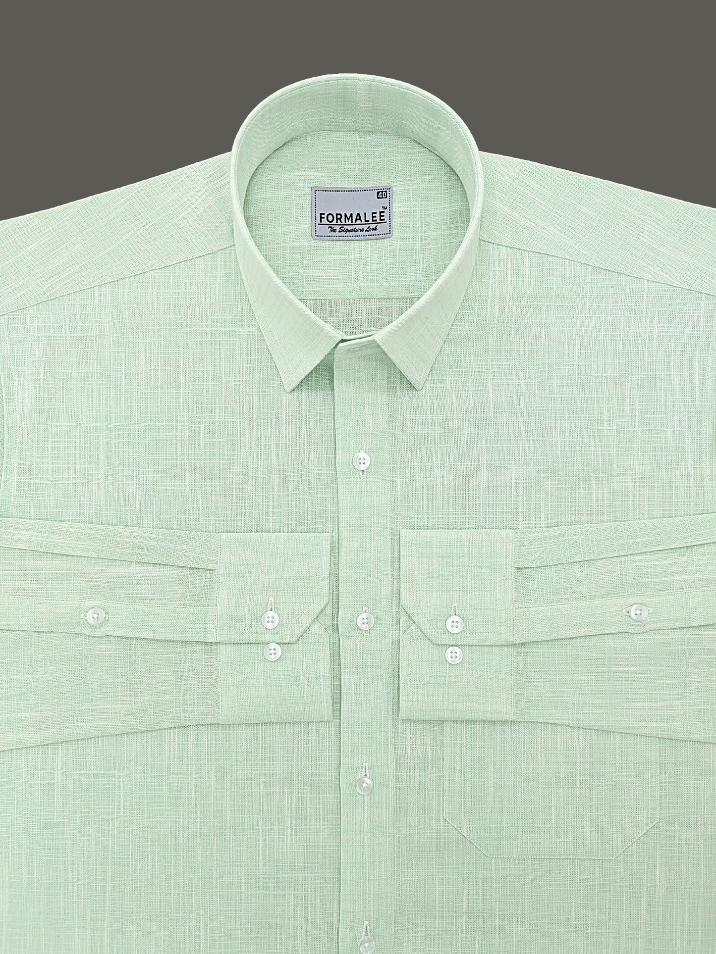 Dynasty Luxurious French Linen Caribbean Green Formal Shirt