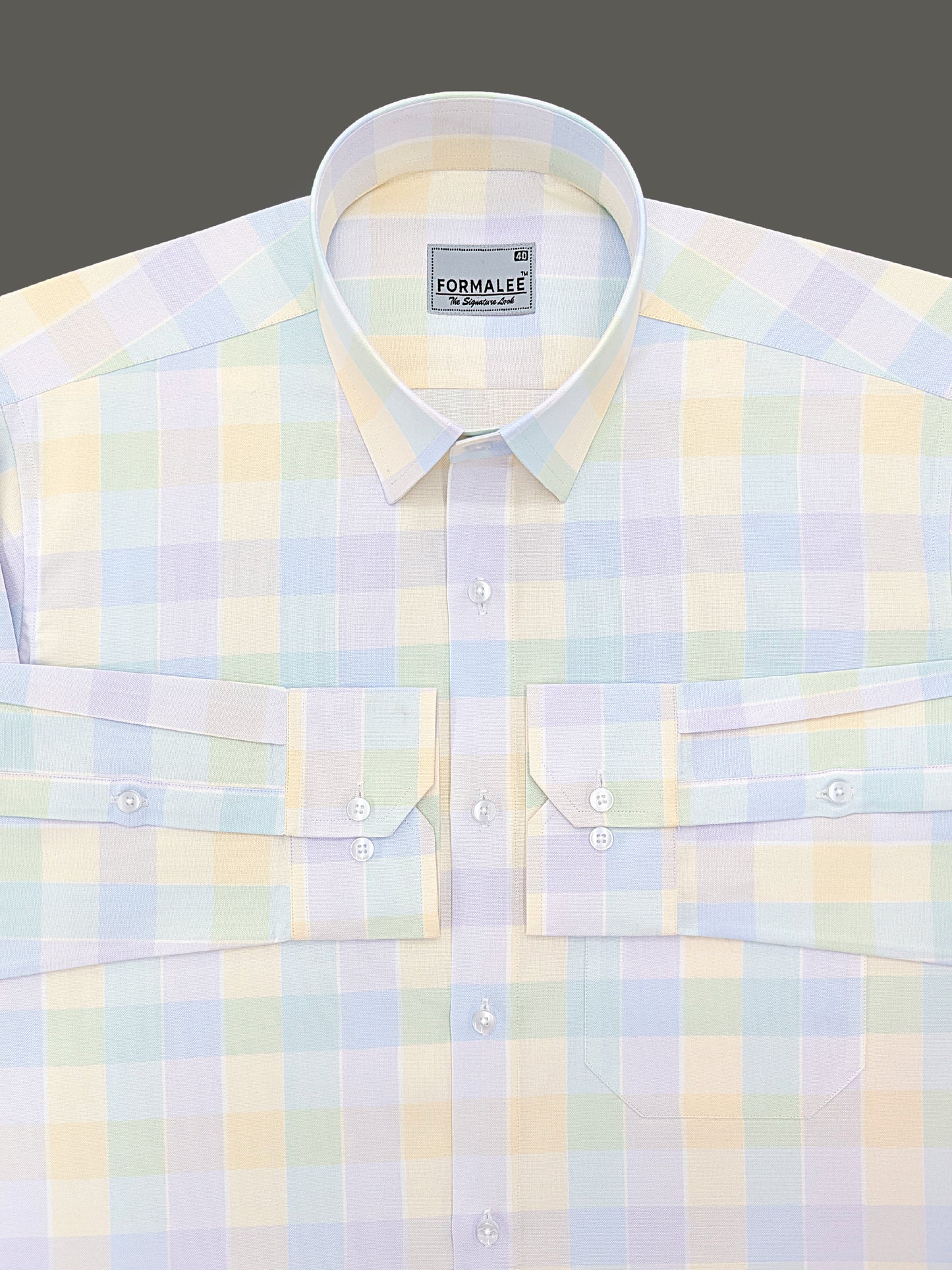 Maison Luxury Cotton Multi Color Checks Formal Shirt