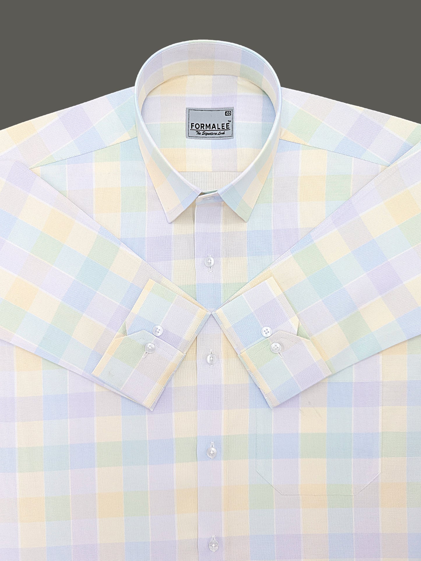 Maison Luxury Cotton Multi Color Checks Formal Shirt