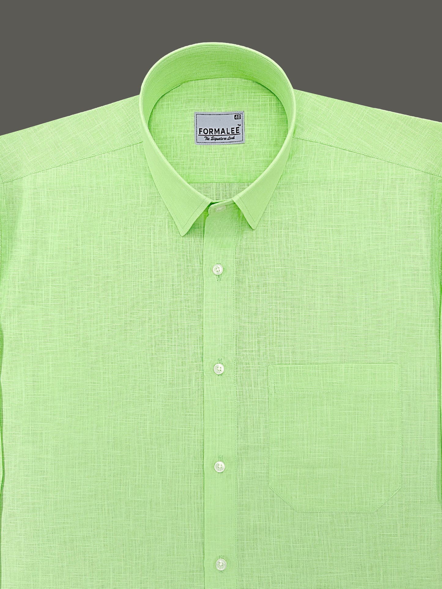 Luxurious French Linen Pista Green Formal Shirt