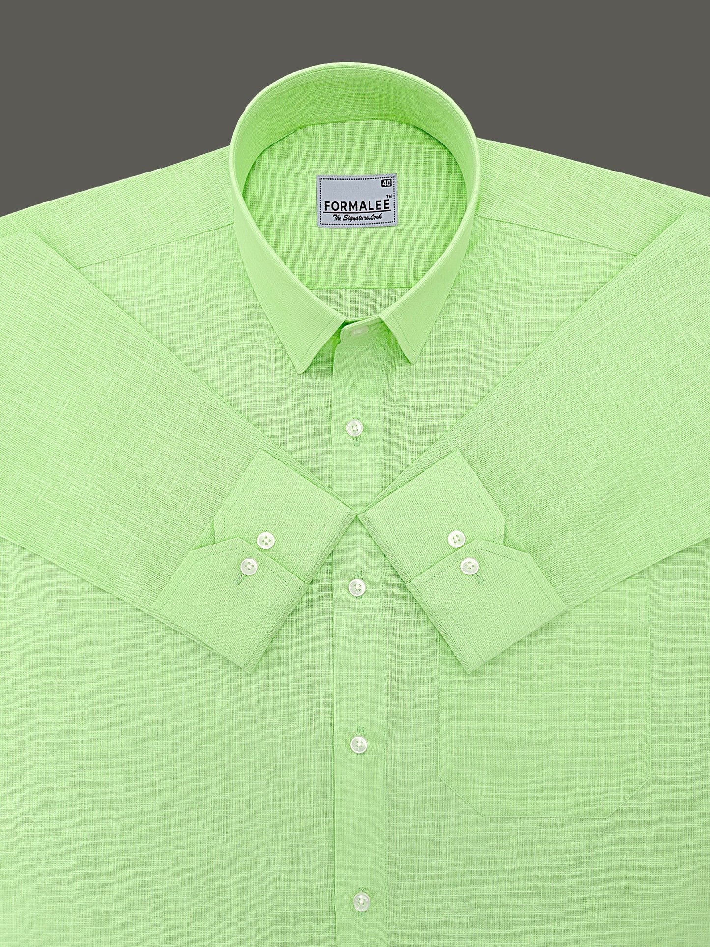 Luxurious French Linen Pista Green Formal Shirt