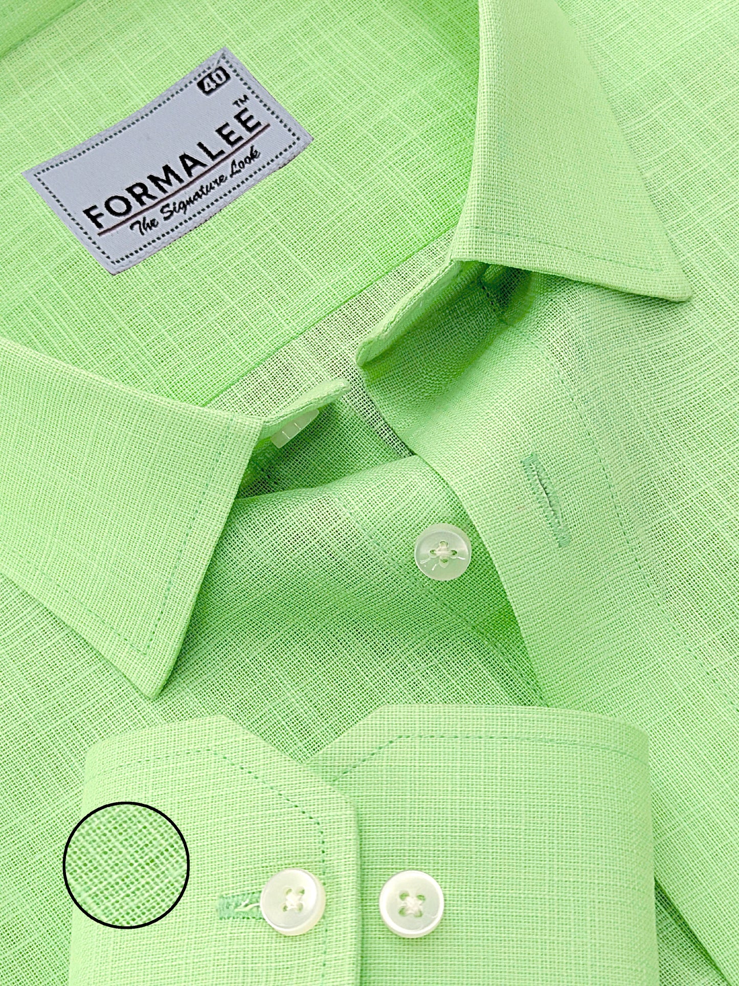 Luxurious French Linen Pista Green Formal Shirt