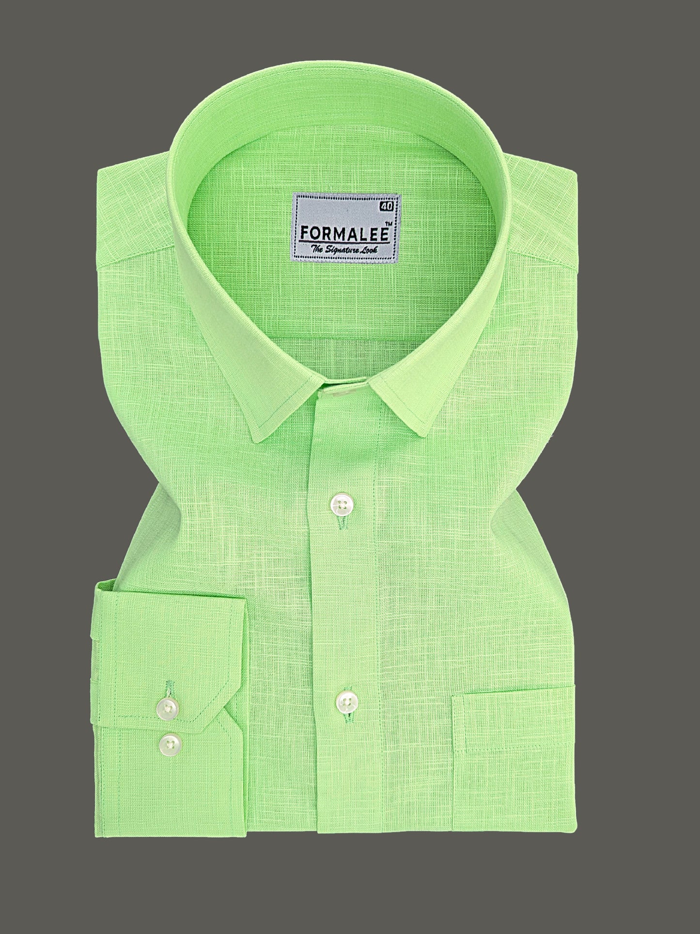 Luxurious French Linen Pista Green Formal Shirt