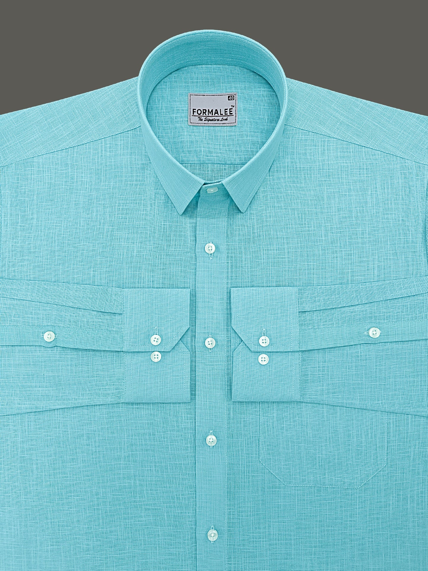 Luxurious French Linen Aqua Blue Formal Shirt