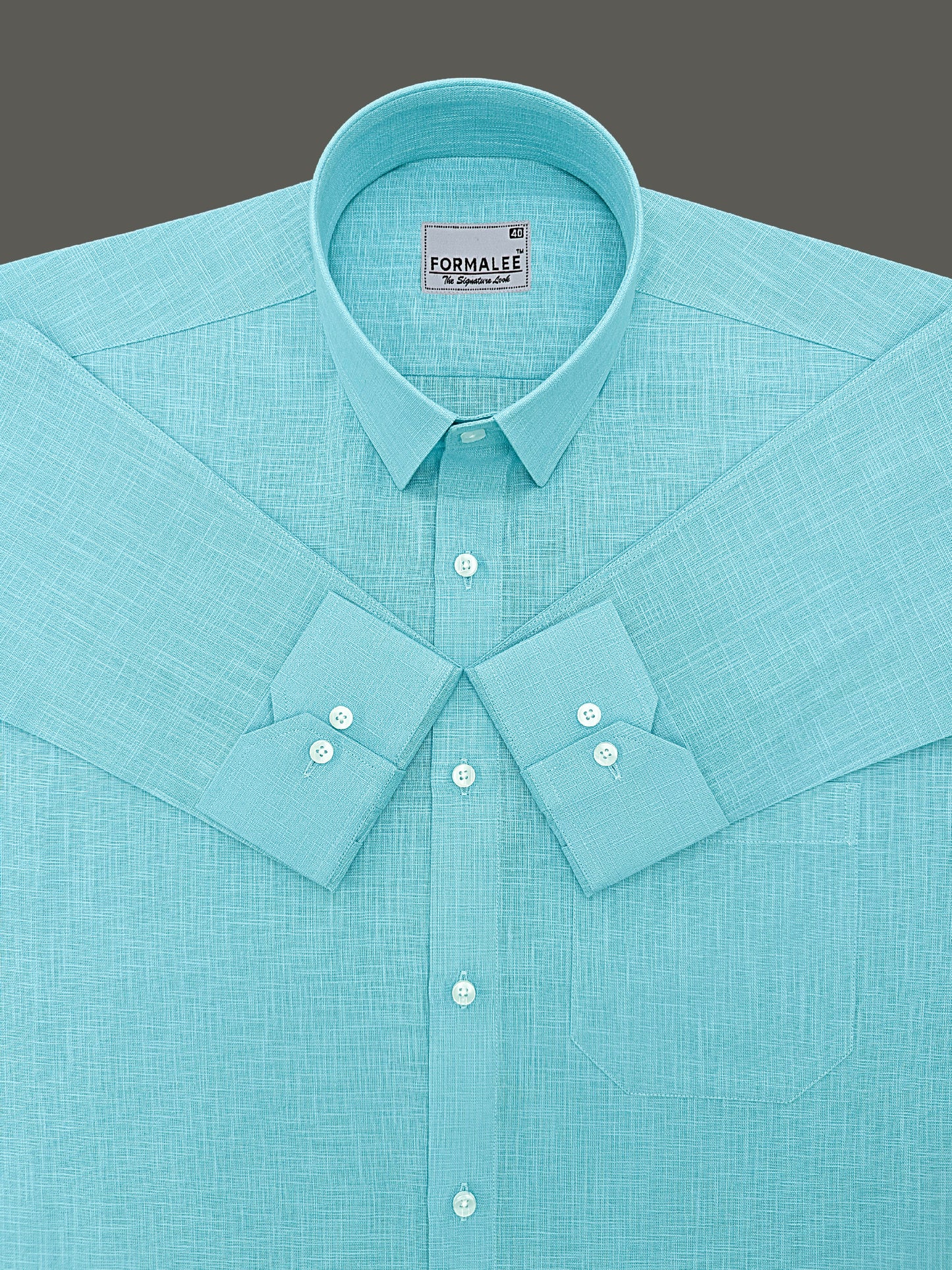 Luxurious French Linen Aqua Blue Formal Shirt