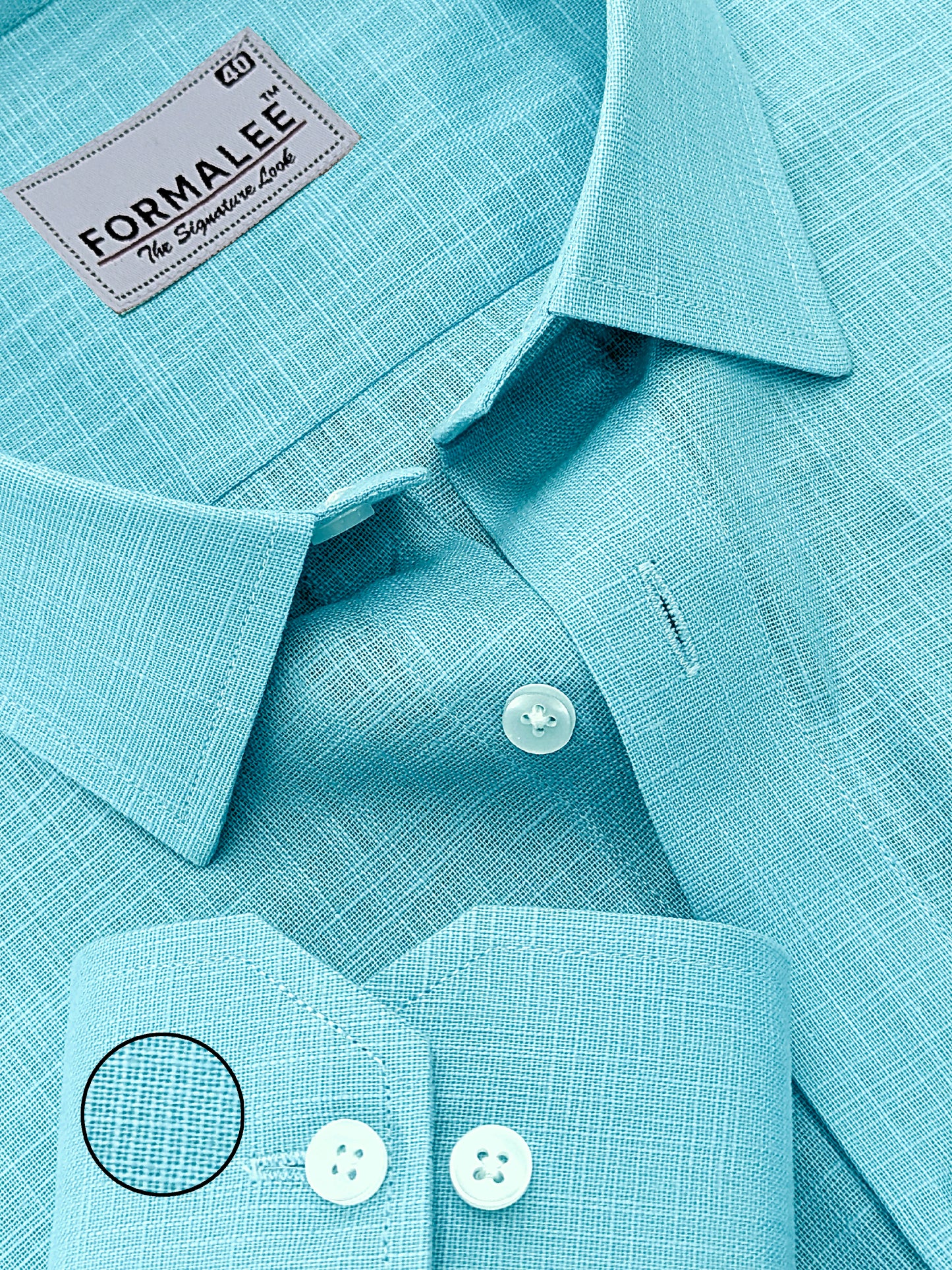 Luxurious French Linen Aqua Blue Formal Shirt