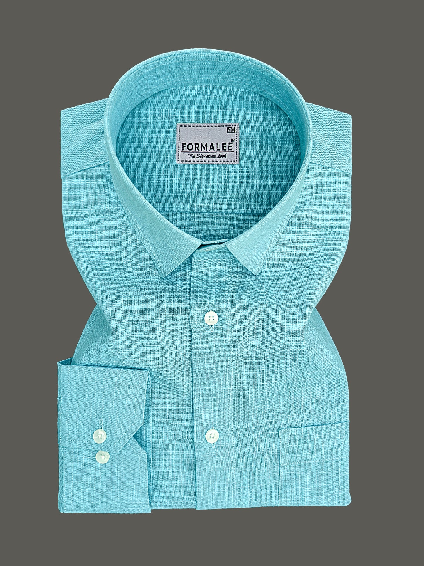 Luxurious French Linen Aqua Blue Formal Shirt