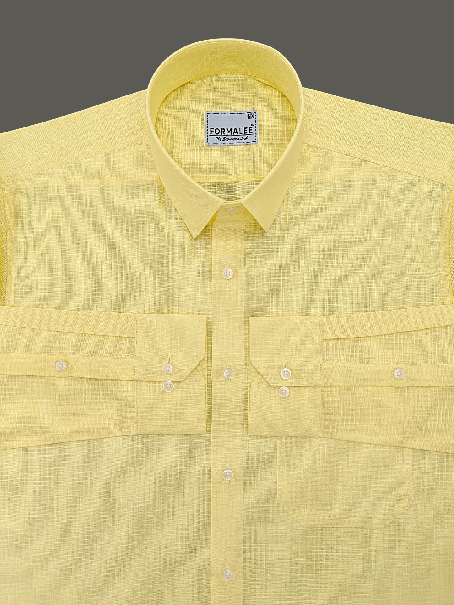 Luxurious French Linen Butter Yellow Formal Shirt