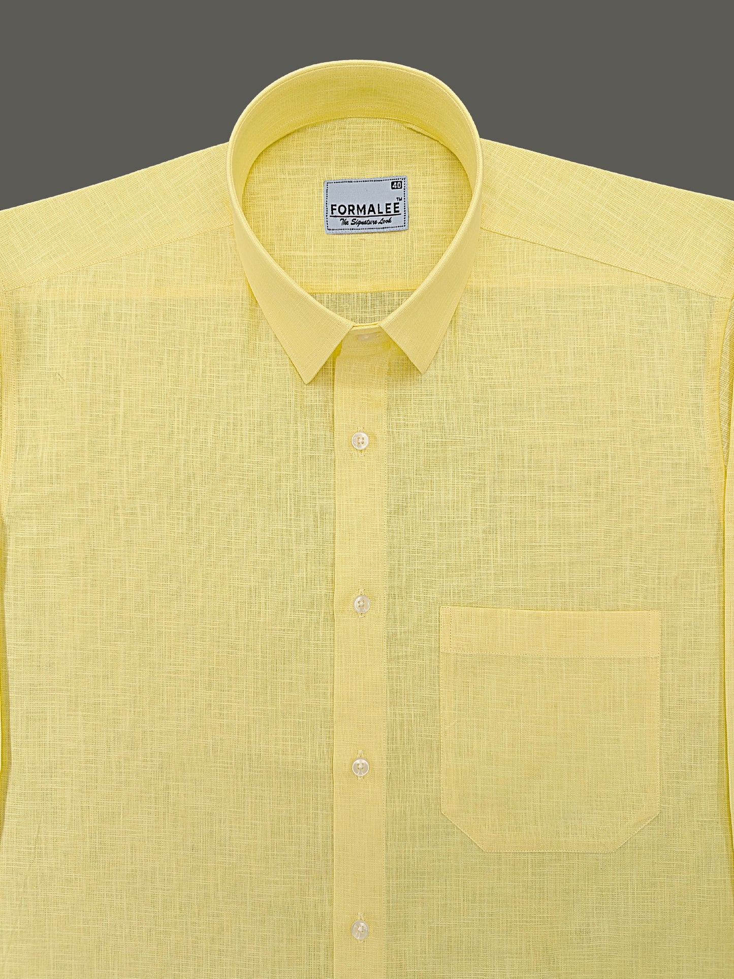 Luxurious French Linen Butter Yellow Formal Shirt