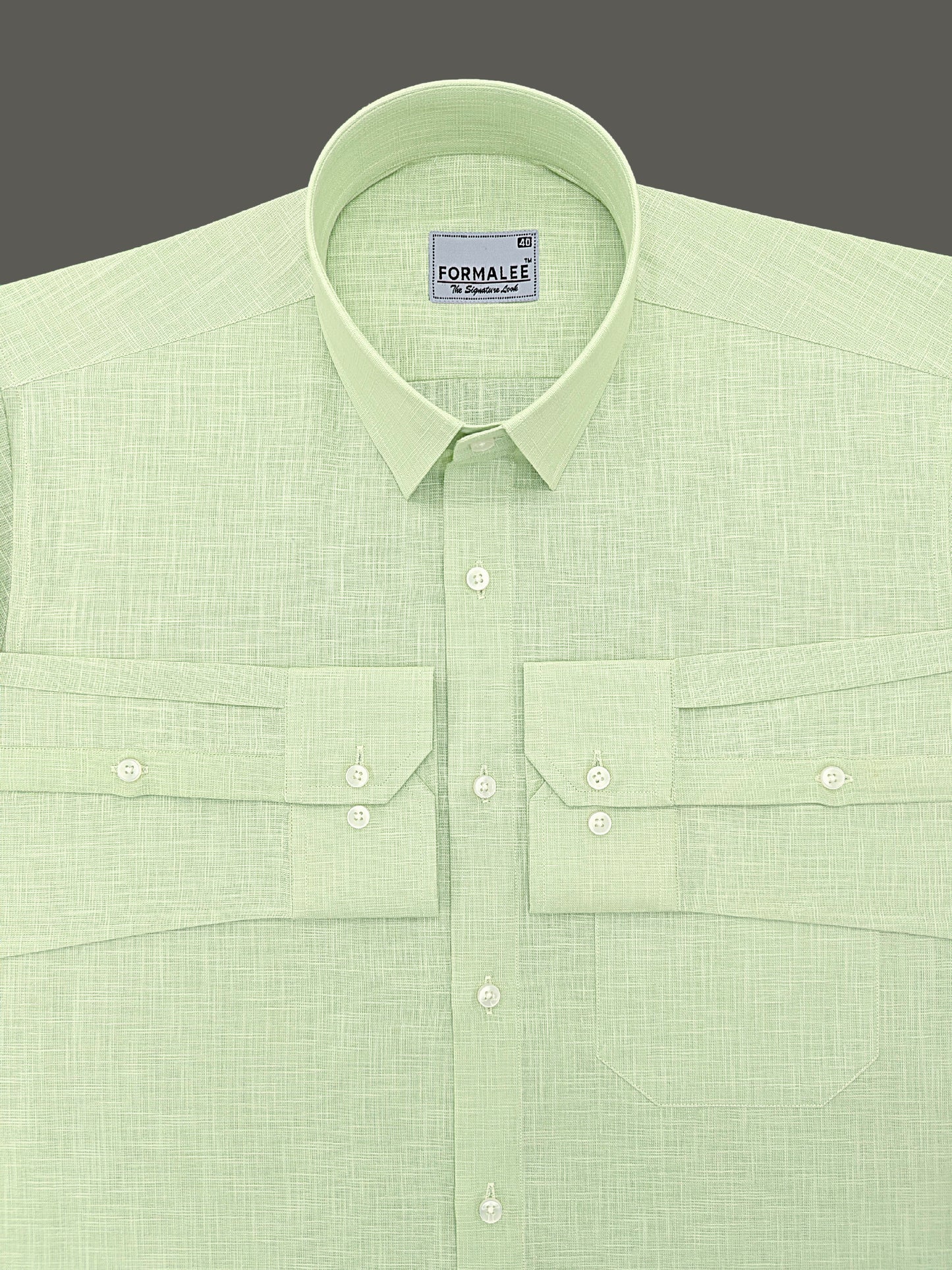 Luxurious French Linen Alpine Mint Formal Shirt