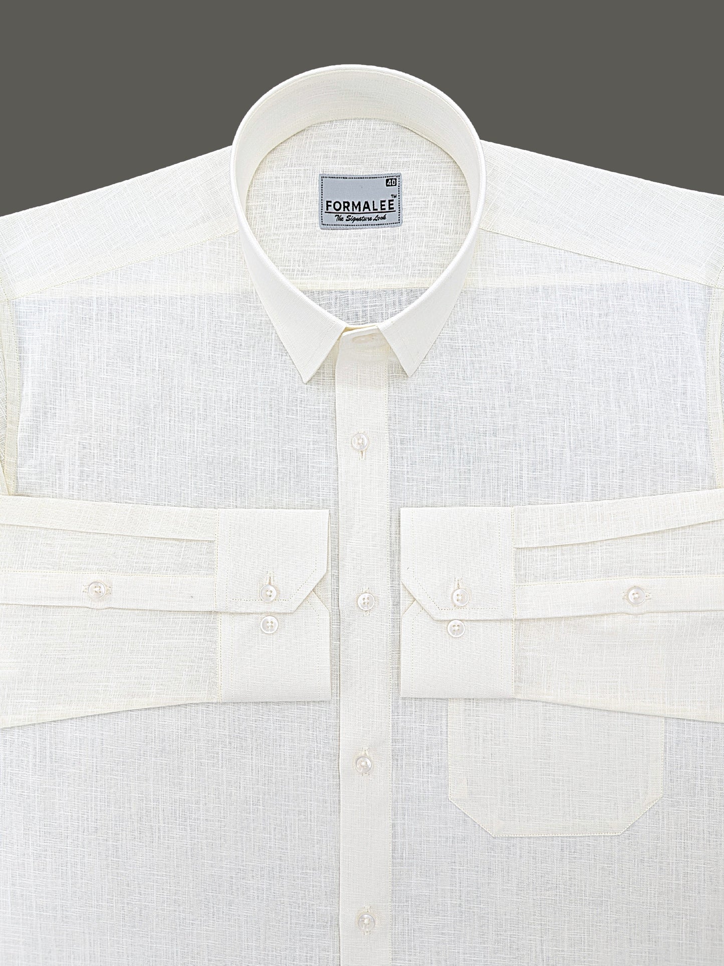 Luxurious French Linen Maison Cream Formal Shirt