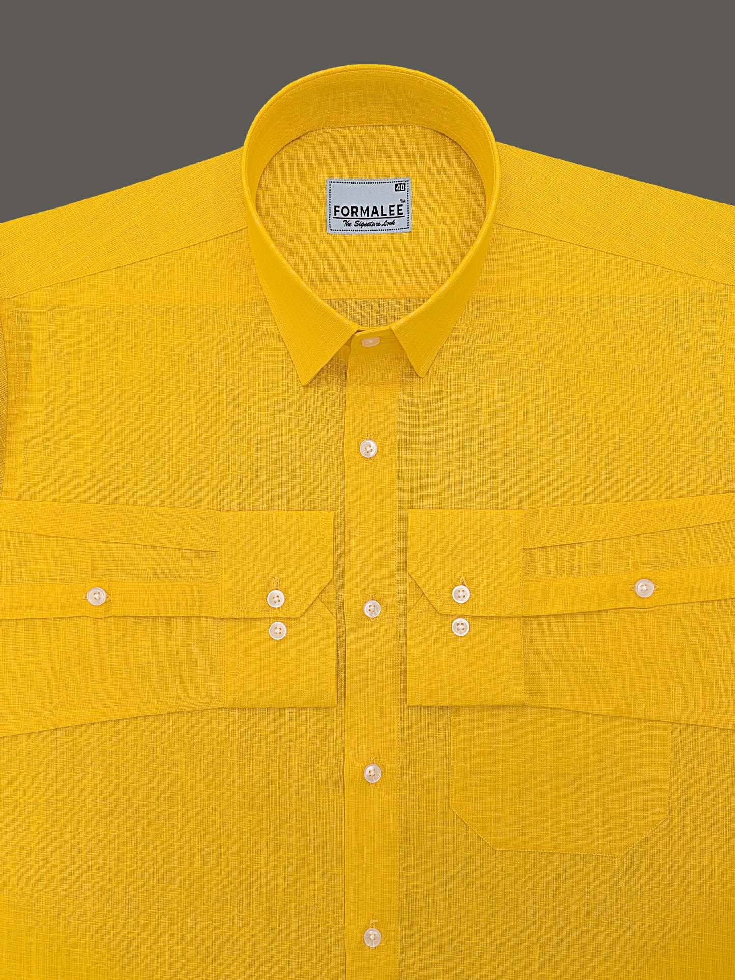 Luxurious French Linen Golden Yellow Formal Shirt