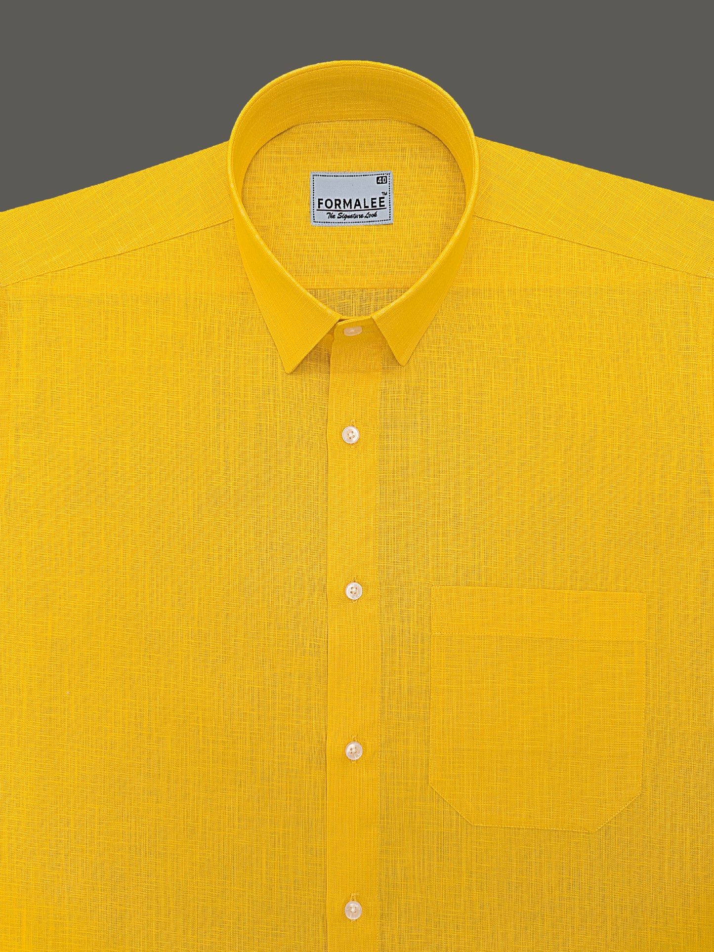 Luxurious French Linen Golden Yellow Formal Shirt
