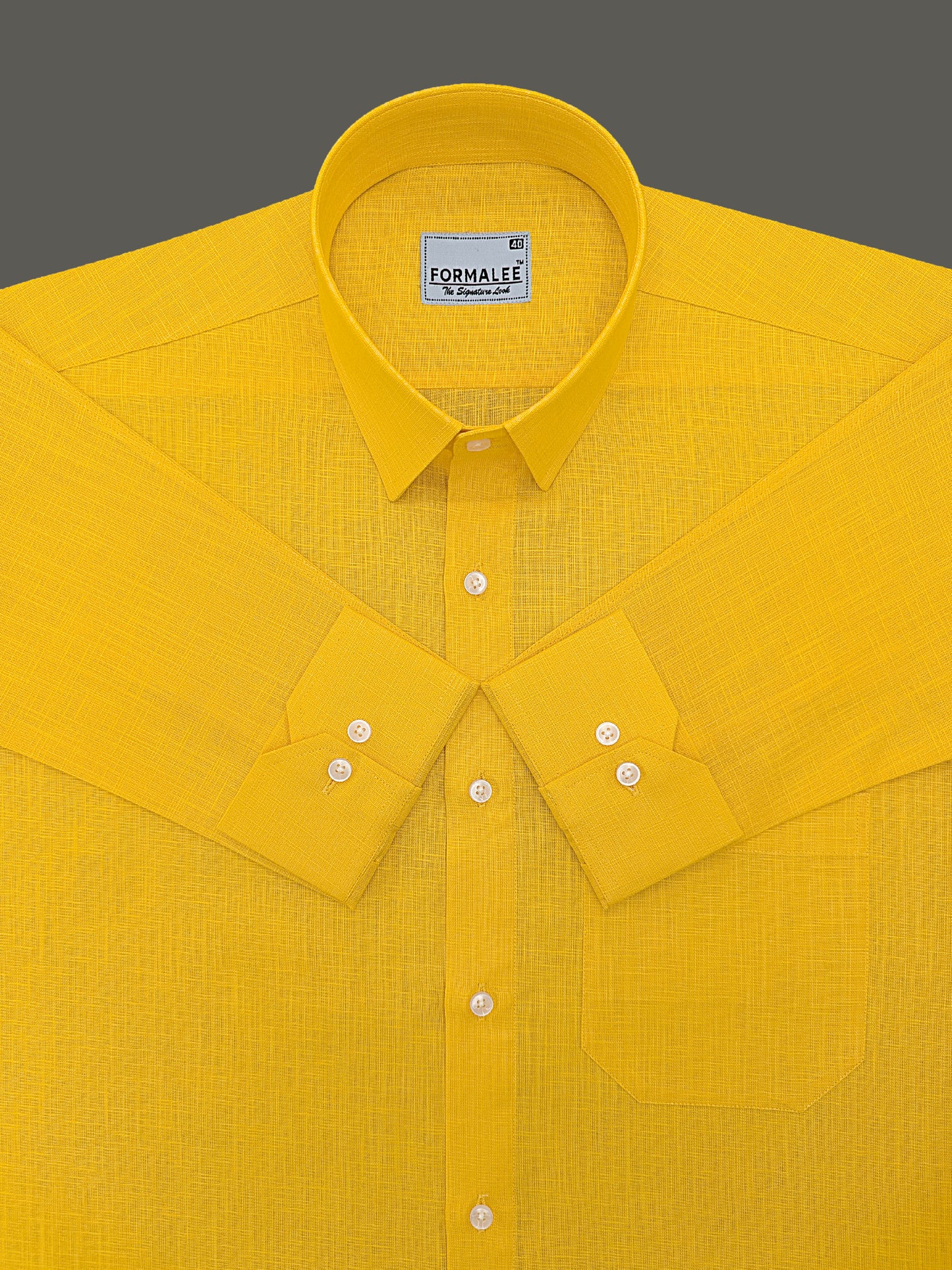 Luxurious French Linen Golden Yellow Formal Shirt