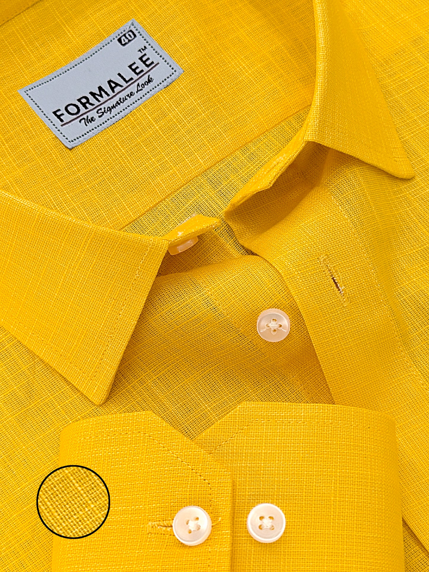 Luxurious French Linen Golden Yellow Formal Shirt