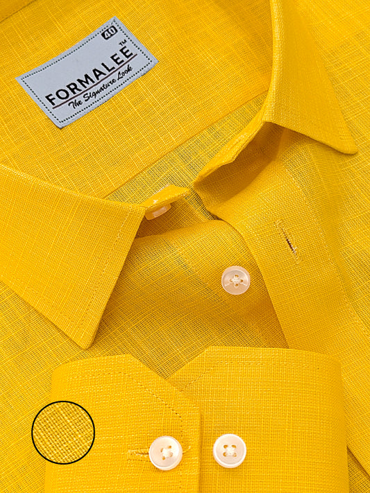 Luxurious French Linen Golden Yellow Formal Shirt