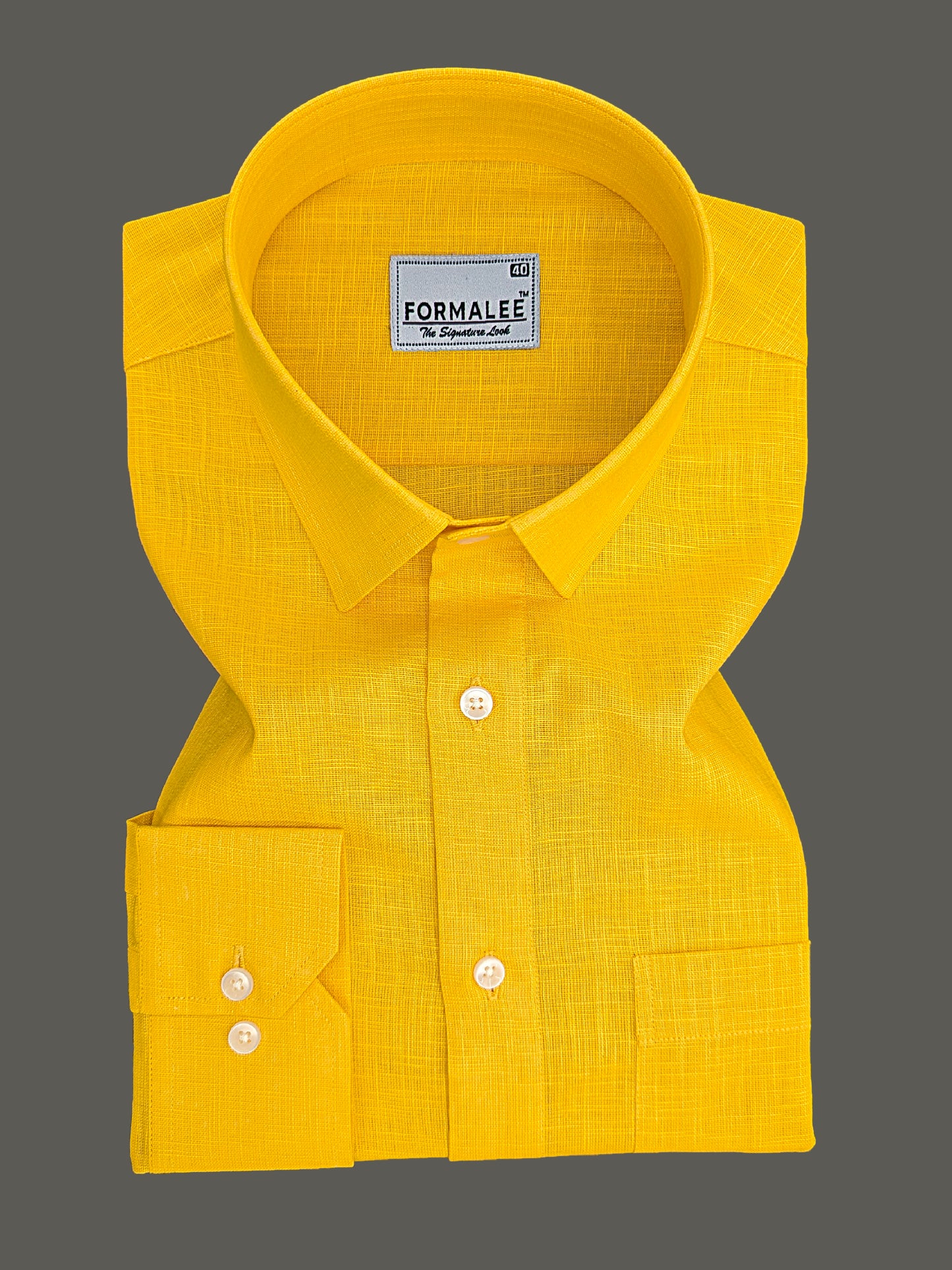 Luxurious French Linen Golden Yellow Formal Shirt