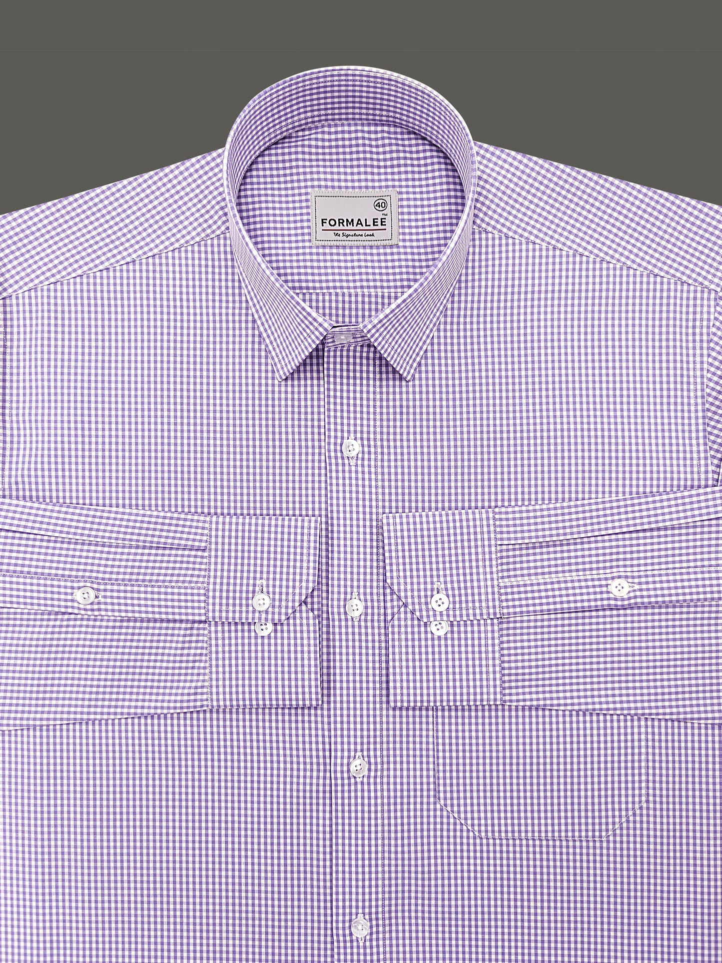 Elite Monarch Premium Cotton Lavender Gingham Checks Formal Shirt