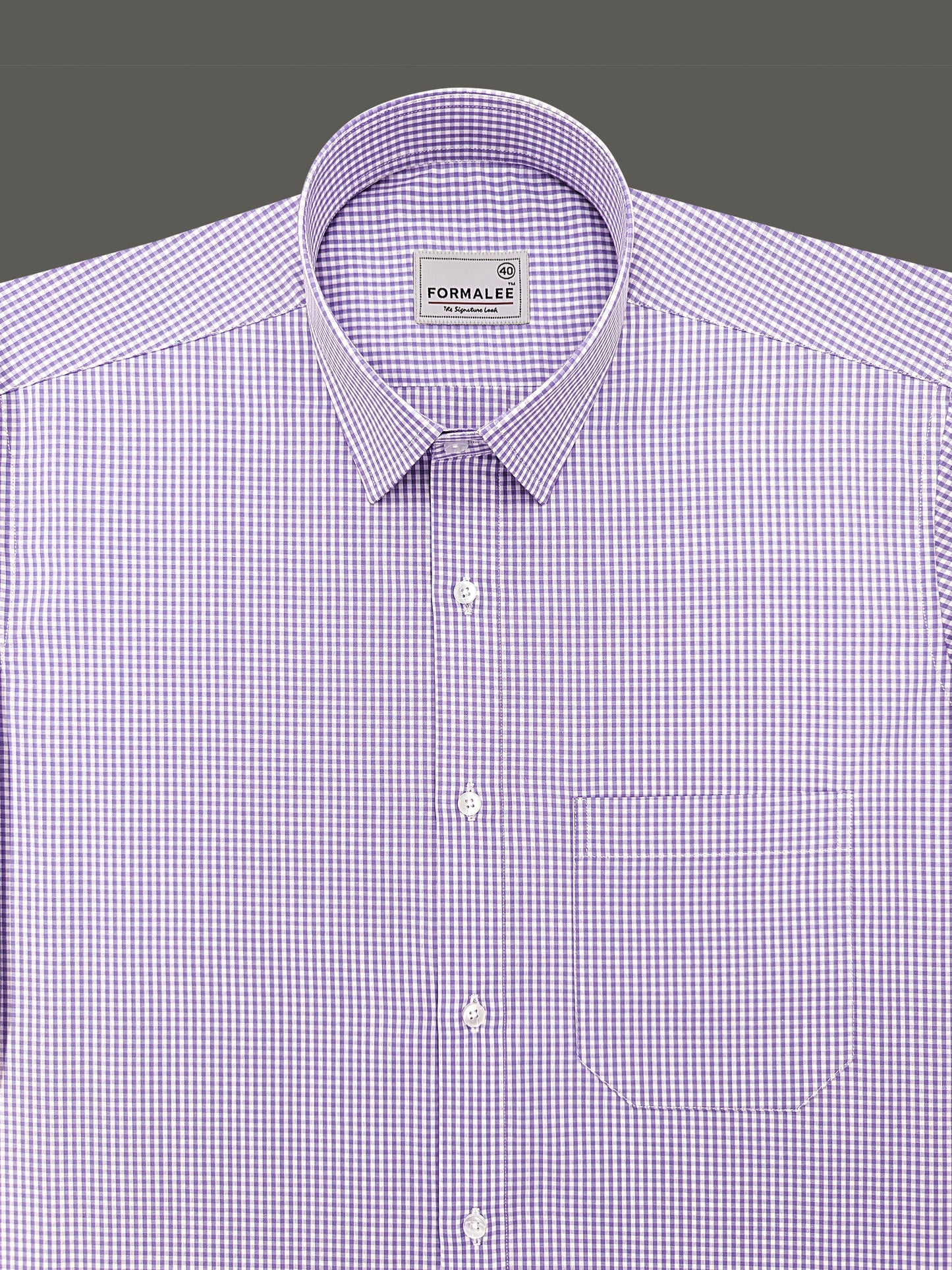 Elite Monarch Premium Cotton Lavender Gingham Checks Formal Shirt