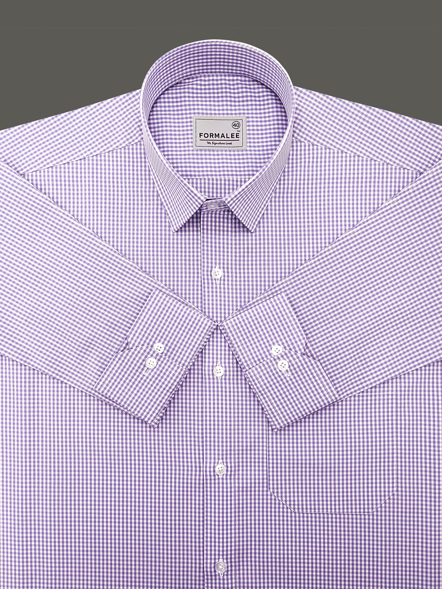 Elite Monarch Premium Cotton Lavender Gingham Checks Formal Shirt