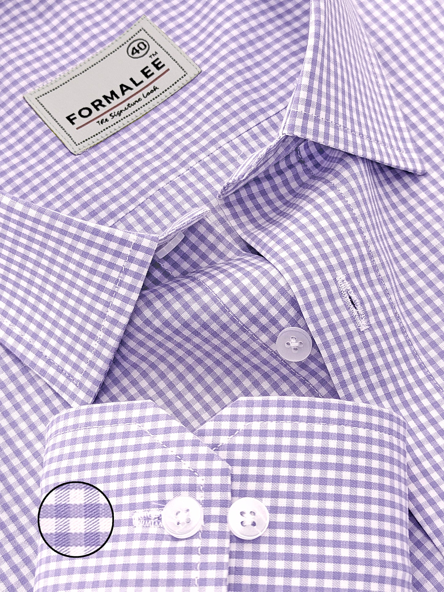 Elite Monarch Premium Cotton Lavender Gingham Checks Formal Shirt