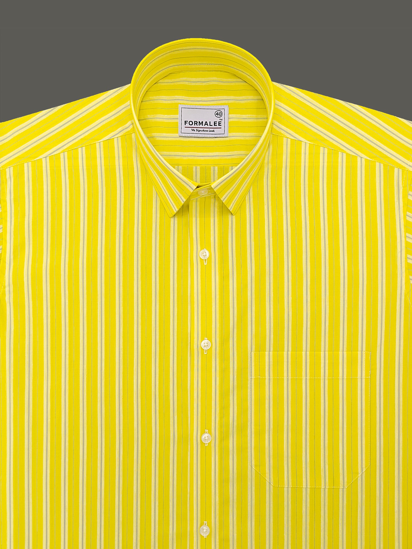 Florentia Premium Cotton Grey with Blue Stripe On Yellow Formal Shirt