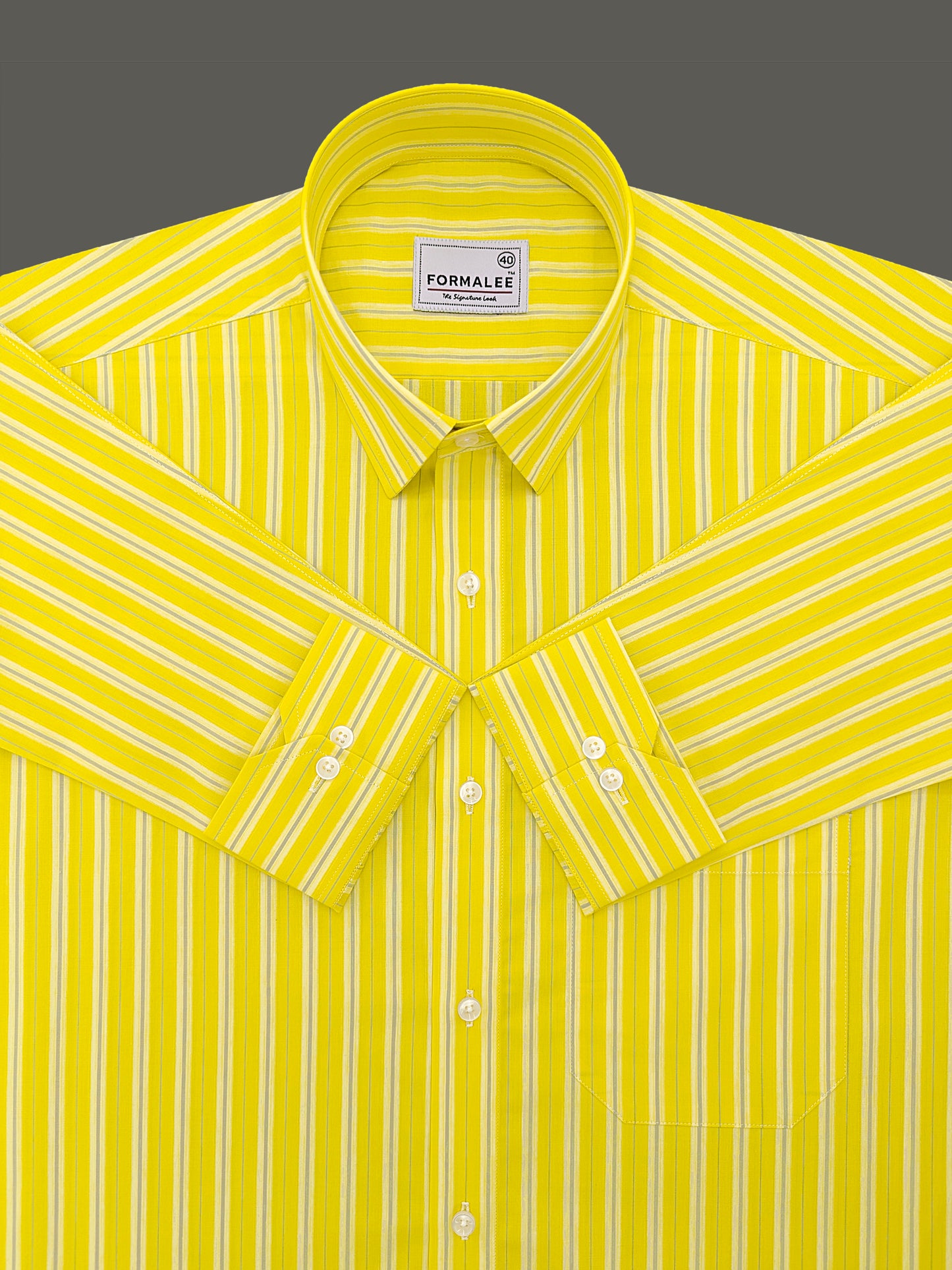 Florentia Premium Cotton Grey with Blue Stripe On Yellow Formal Shirt