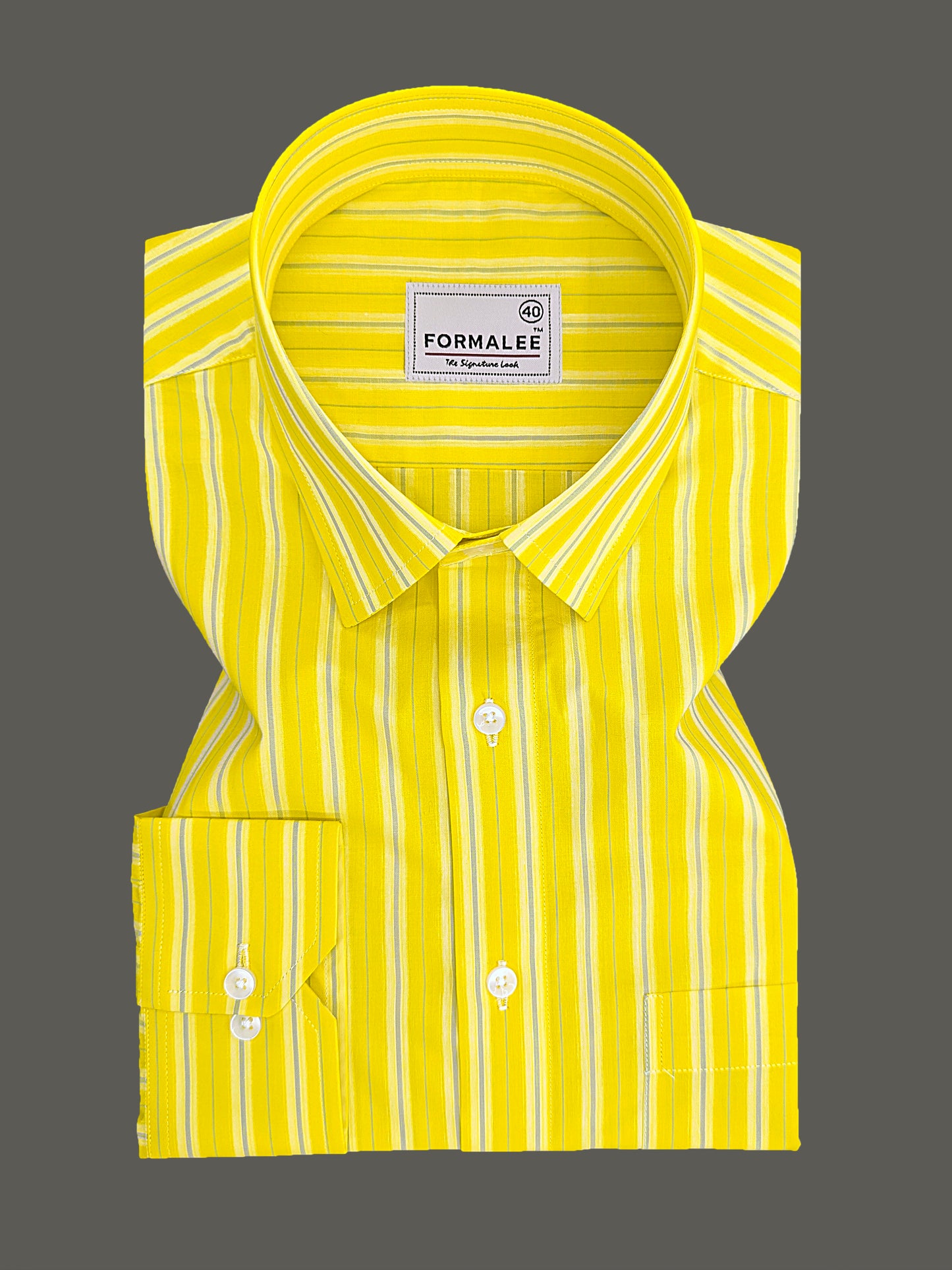 Florentia Premium Cotton Grey with Blue Stripe On Yellow Formal Shirt