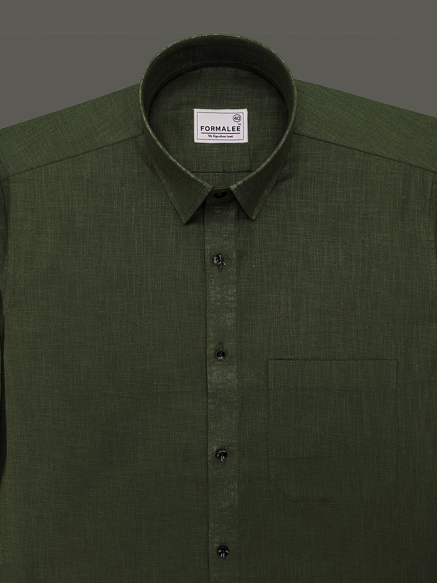 Luxurious French Linen Dark Green Formal Shirt
