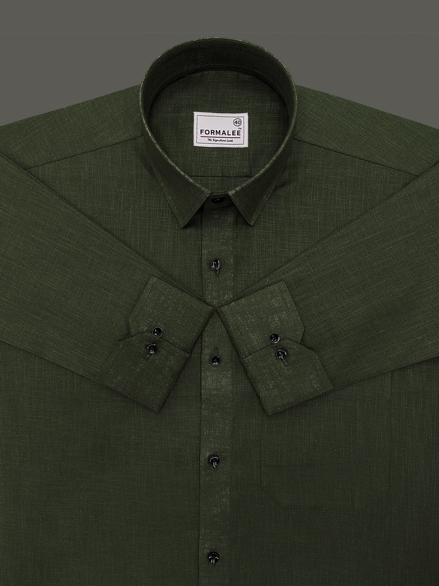 Luxurious French Linen Dark Green Formal Shirt